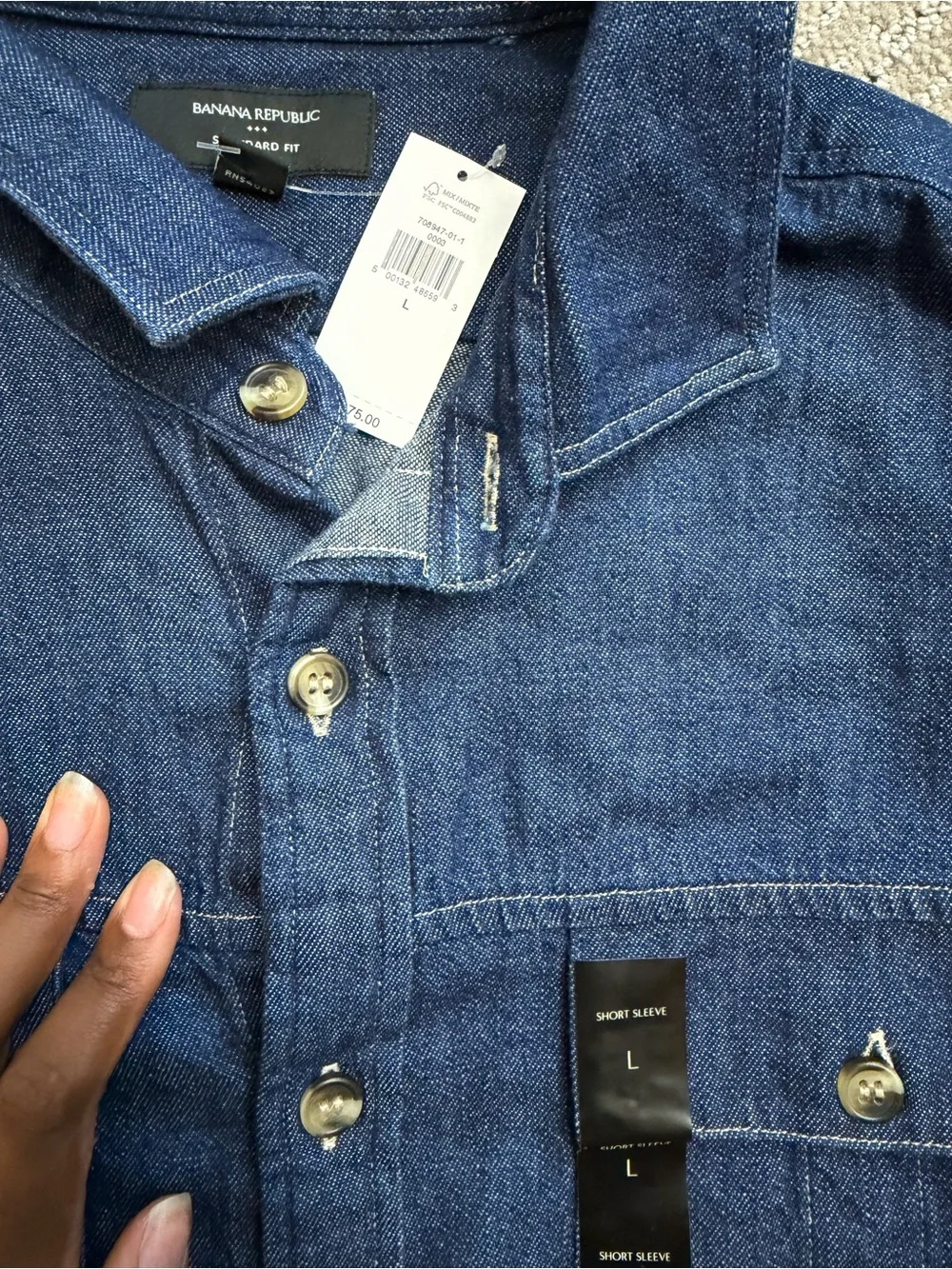 Banana Republic Short-Sleeve Denim Button-Down Shirt - Blue